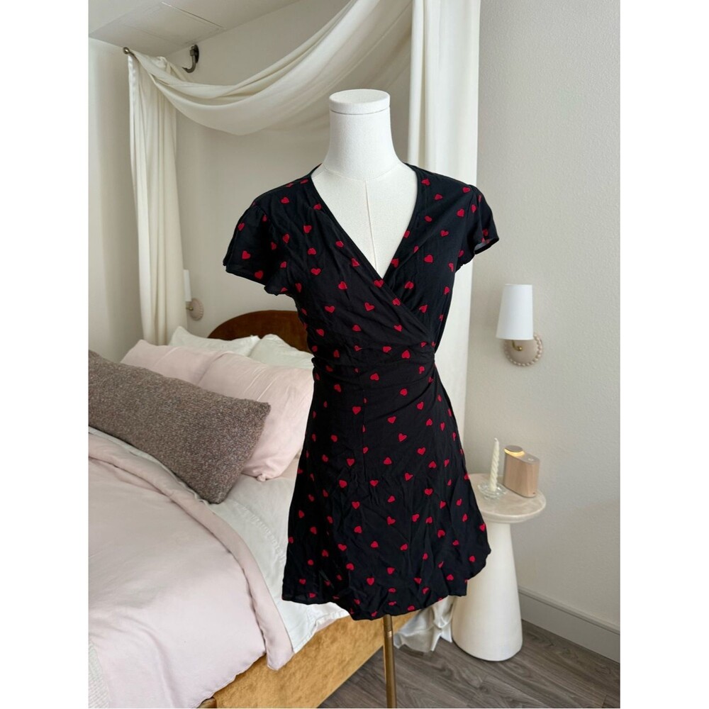 Beach Bunny Heart Print Mini Dress XS Valentine Coquette Pin Up